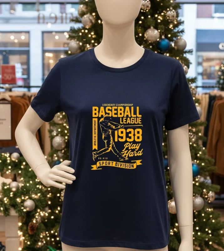 Legendary Championship Baseball Leafue 1938 Play Hard Sport Division Navy T Shirt