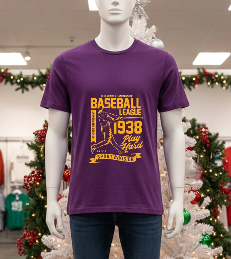 Legendary Championship Baseball Leafue 1938 Play Hard Sport Division - purple-t-shirt Legendary Championship Baseball Leafue 1938 Play Hard Sport Division Purple T Shirt