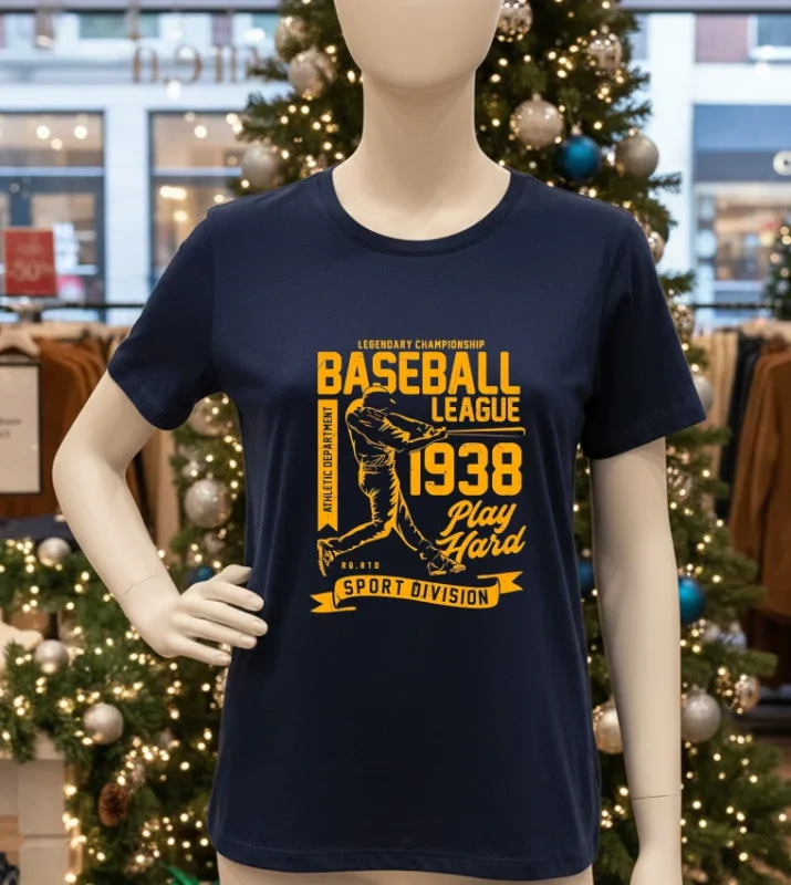 Legendary Championship Baseball League 1938 Play Hard Sport Division   Navy T Shirt