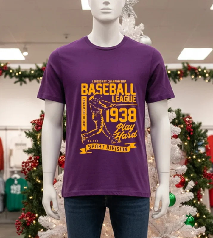 Legendary Championship Baseball League 1938 Play Hard Sport Division Purple T Shirt