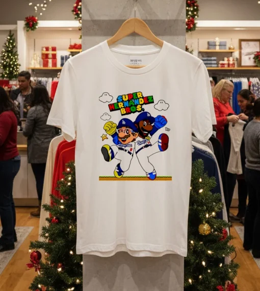 Let S Go Dodgers Super Hernandez Bros   White T Shirt