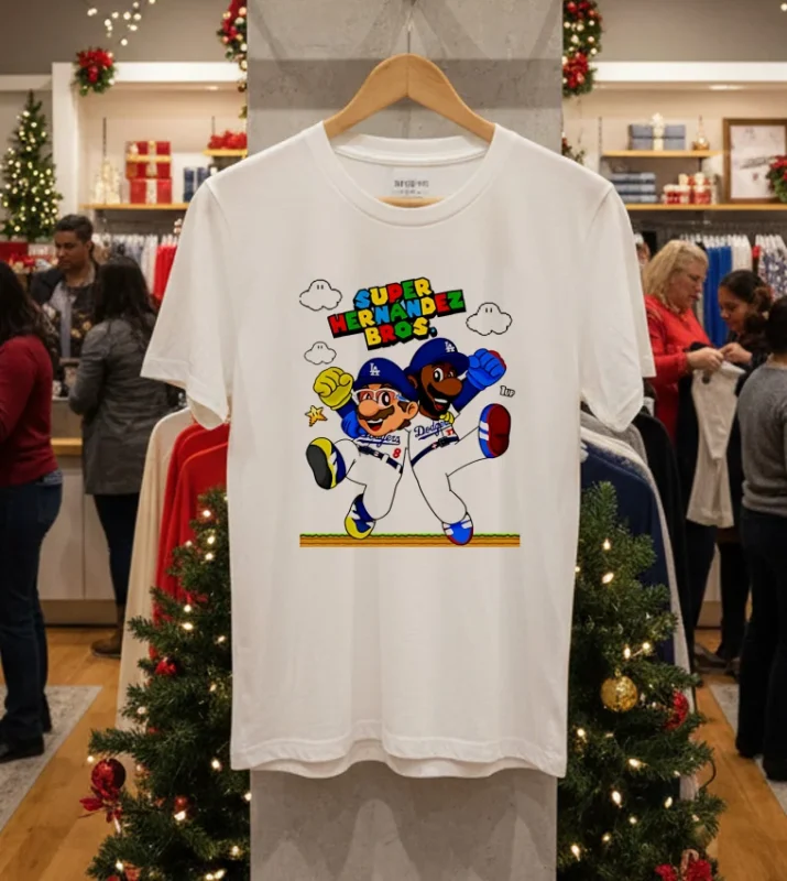 Let S Go Dodgers Super Hernandez Bros   White T Shirt