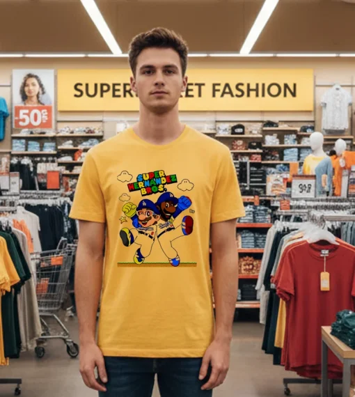 Let S Go Dodgers Super Hernandez Bros   Yellow T Shirt