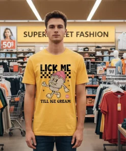 Lick Me Till Ice Cream Cute Yellow T Shirt