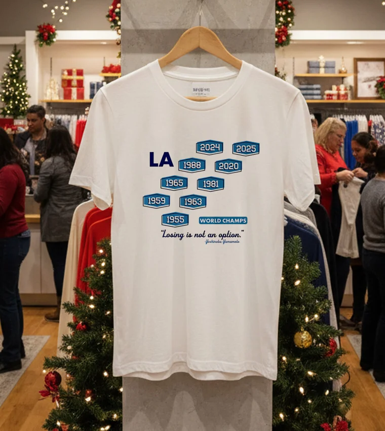 Los Angeles Baseball Nine Time World Champs Losing Is Not An Option White T Shirt