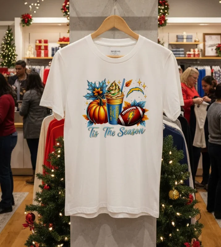 Los Angeles Chargers Tis The Season Halloween   White T Shirt