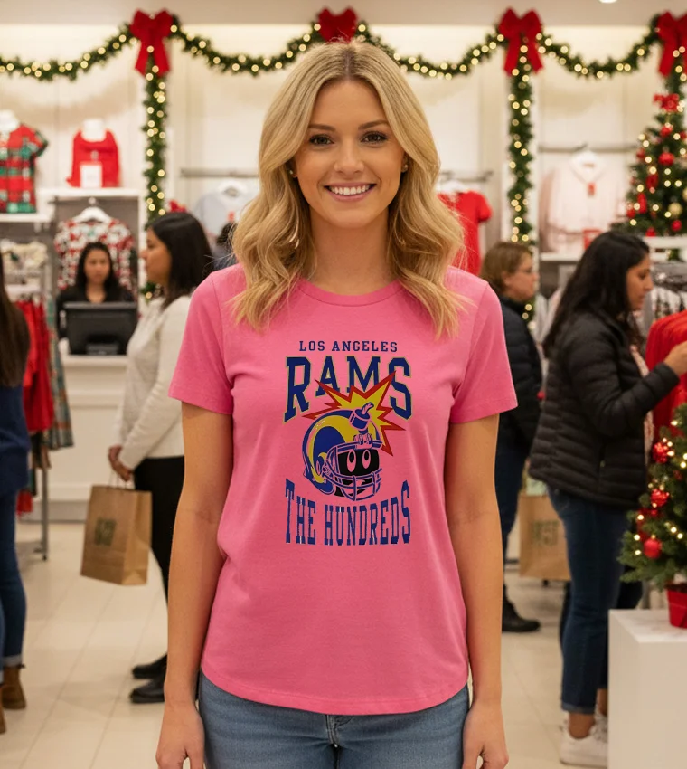 Los Angeles Rams X The Hundreds Bomb - pink-t-shirt Los Angeles Rams X The Hundreds Bomb Pink T Shirt