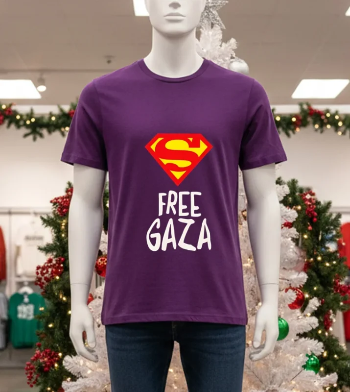 Mario Ferri Superman Free Gaza Logo T   Purple T Shirt