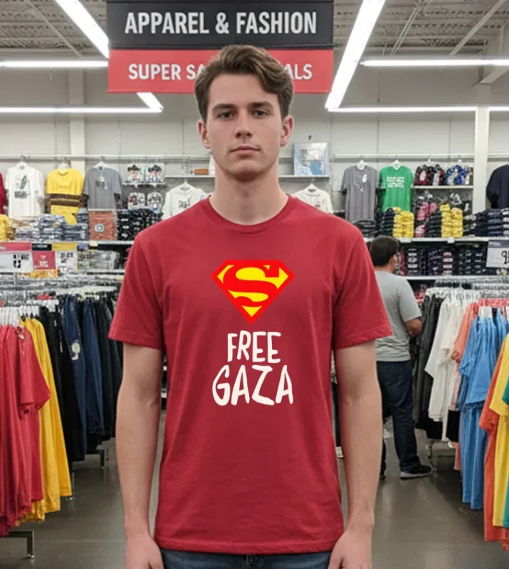Mario Ferri Superman Free Gaza Logo T   Red T Shirt