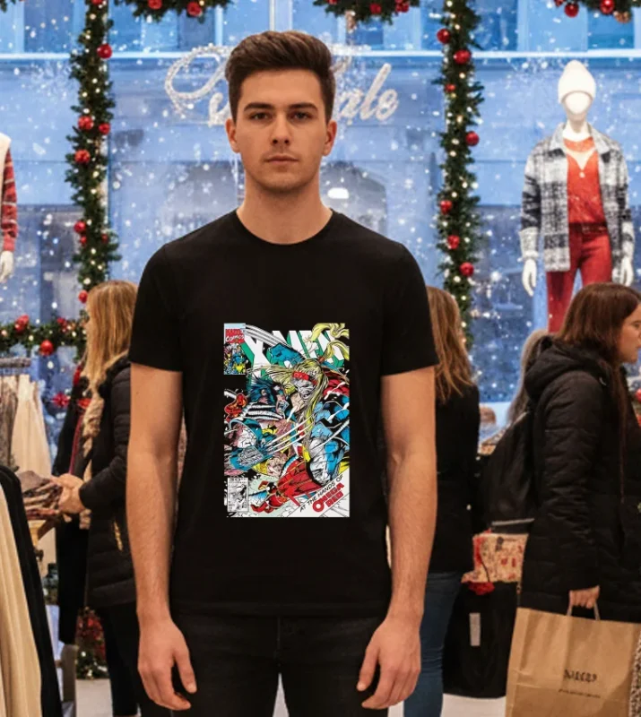 Marvel X Men Wolverine Vs Omega At The Hands Of Omega Red Graphic   Black T Shirt