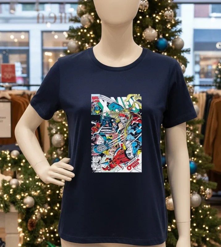 Marvel X Men Wolverine Vs Omega At The Hands Of Omega Red Graphic   Navy T Shirt