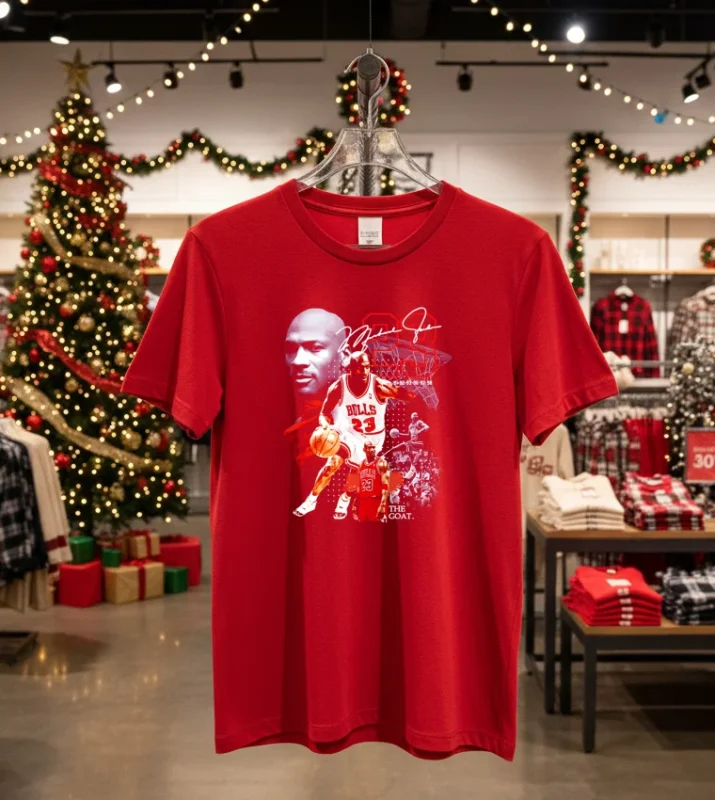 Michael Jordan #23 The Goat Graphic Signature   Red T Shirt