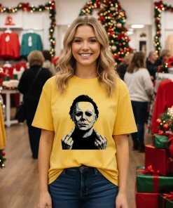 Michael Myers Fuck Halloween Vibes Vintage   Yellow T Shirt