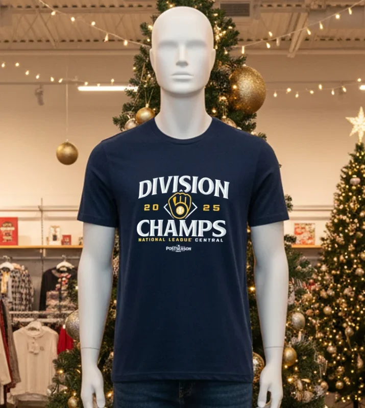 Milwaukee Brew 2025 National League Central Division Champs   Black T Shirt