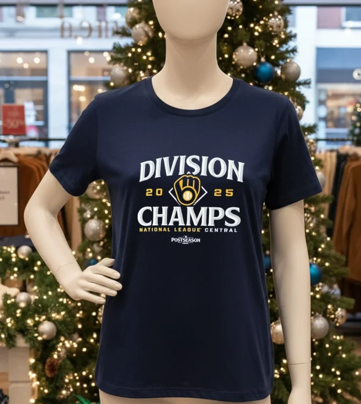 Milwaukee Brew 2025 National League Central Division Champs Navy T Shirt