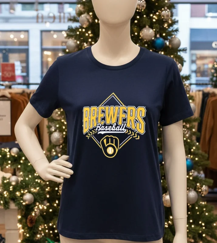 Milwaukee Brewers Baseball Diamond Big And Tall 2025 Navy T Shirt