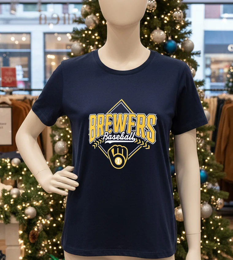 Milwaukee Brewers Baseball Diamond Big And Tall 2025 - navy-t-shirt Milwaukee Brewers Baseball Diamond Big And Tall 2025 Navy T Shirt