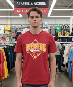 Milwaukee Brewers Baseball Diamond Big And Tall 2025   Red T Shirt