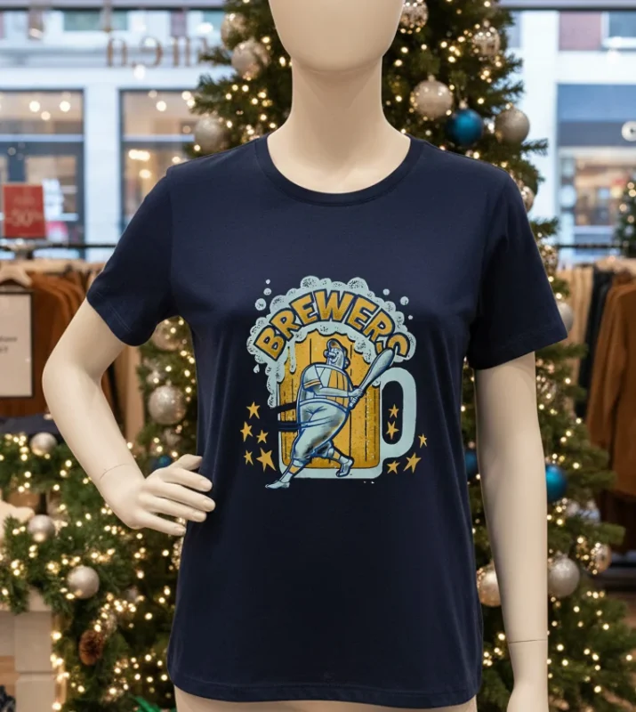 Milwaukee Brewers Black Sigma Franklin Vintange   Navy T Shirt