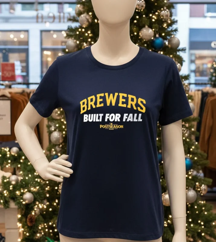 Milwaukee Brewers Built For Fall 2025 Mlb Navy T Shirt