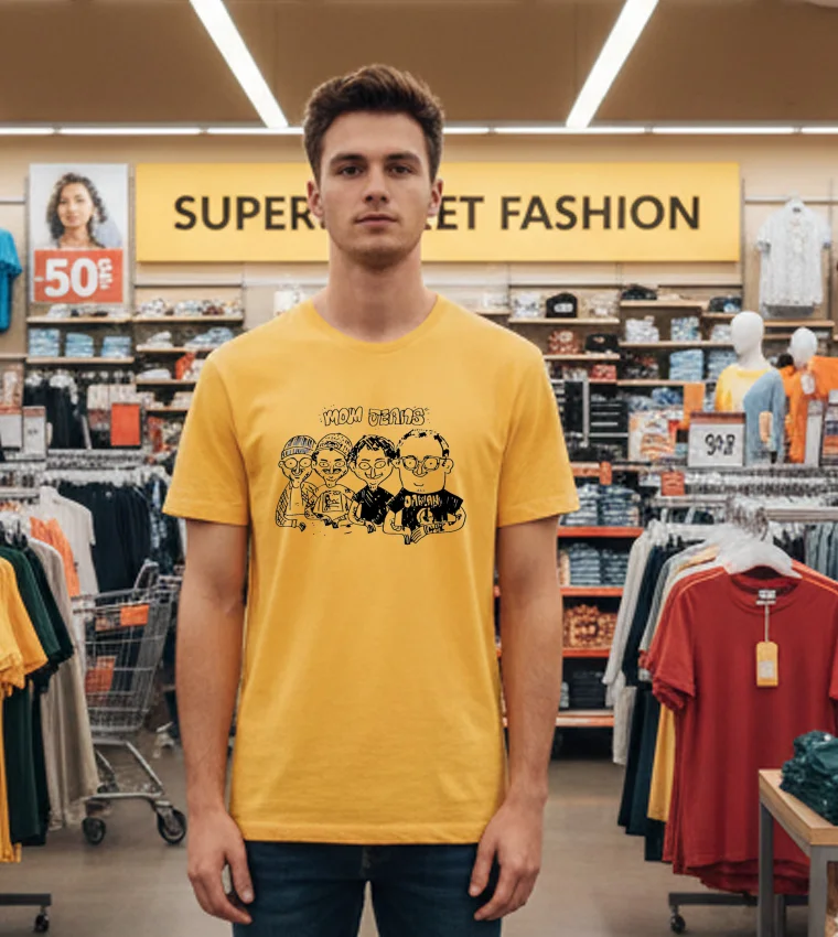 Mom Jeans Drawing Of The Band 2025 - yellow-t-shirt Mom Jeans Drawing Of The Band 2025 Yellow T Shirt