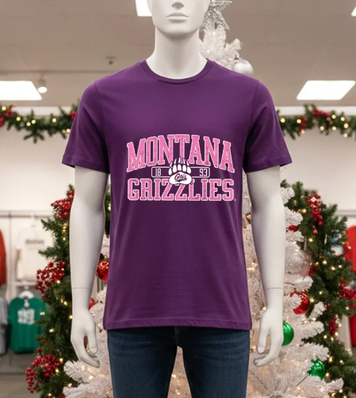 Montana Grizzlies Football Think Pink Game Logo T   Purple T Shirt