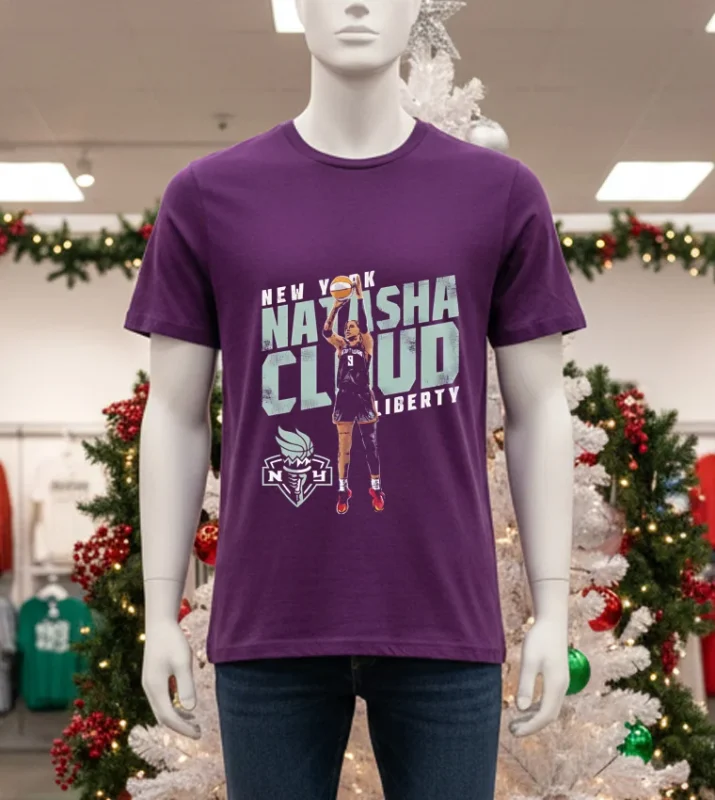 Natasha Cloud New York Liberty Slant Purple T Shirt