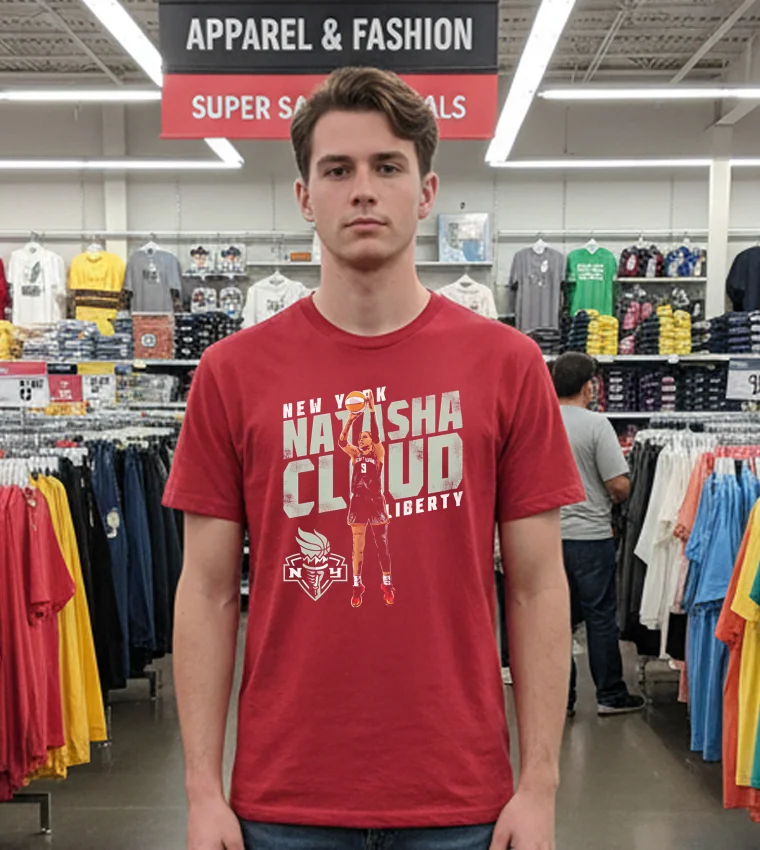 Natasha Cloud New York Liberty Slant - red-t-shirt Natasha Cloud New York Liberty Slant Red T Shirt