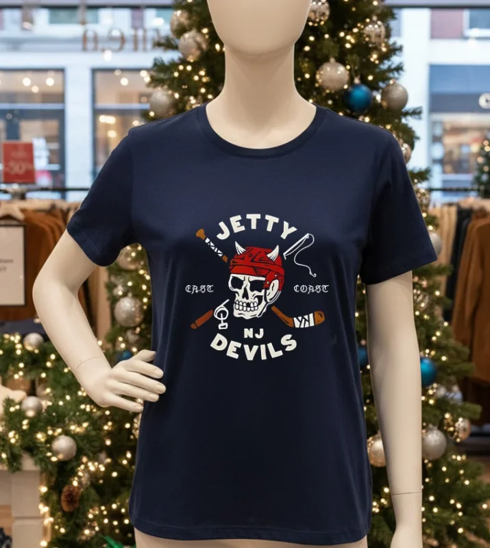 New Jersey Devils Boards & Blades Jetty Special Skull   Navy T Shirt