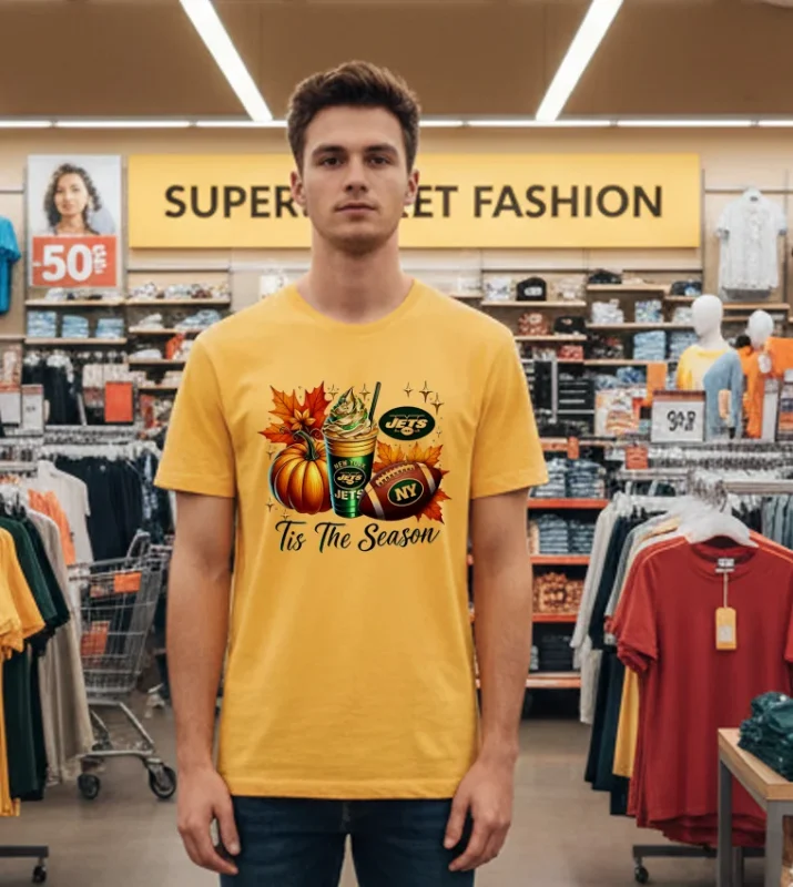 New York Jets Tis The Season Halloween Yellow T Shirt