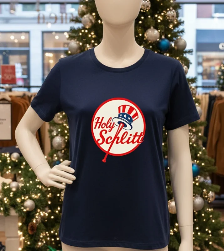 New York Yankees Holy Schlitt Logo Navy T Shirt