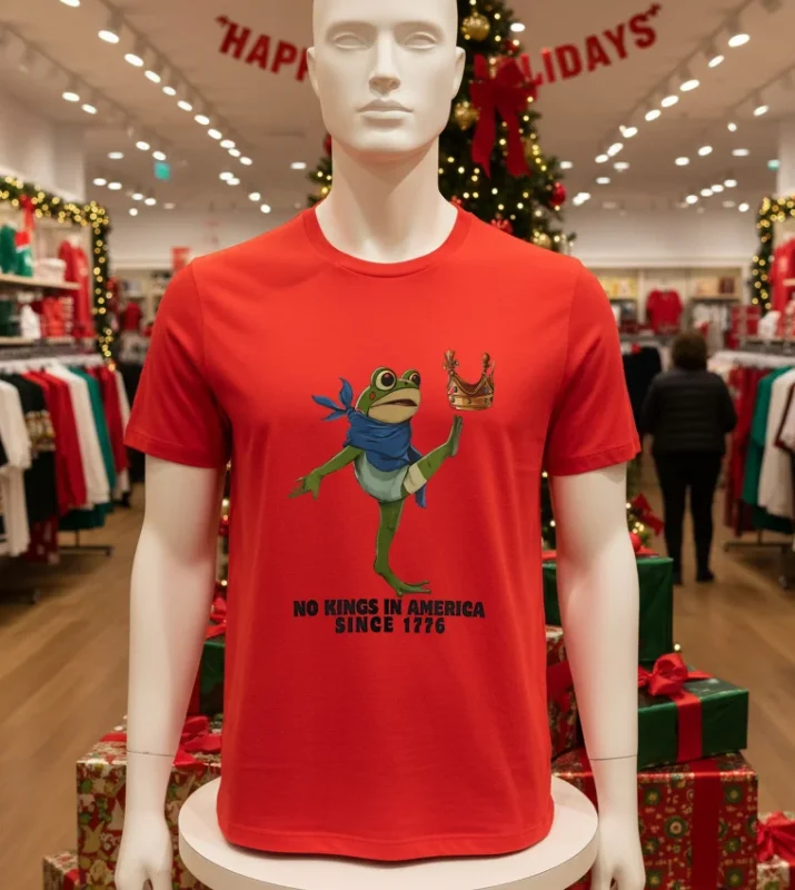 No King In America Since 1776 Protest Frog Crown Red T Shirt