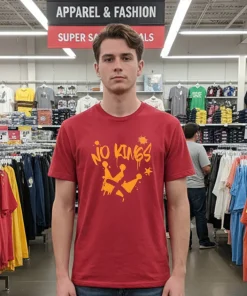 No Kings Sample Paint Simple   Red T Shirt