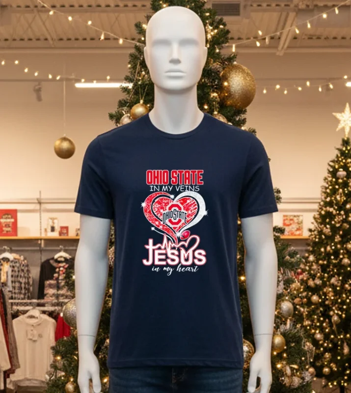 Ohio State In My Veins Jesus In My Heart Black T Shirt