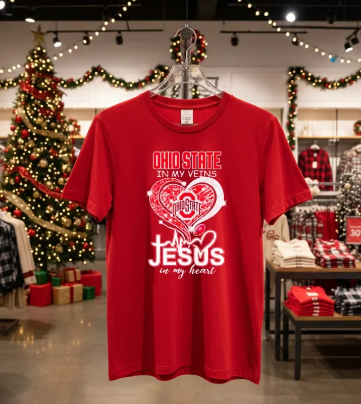 Ohio State In My Veins Jesus In My Heart Red T Shirt