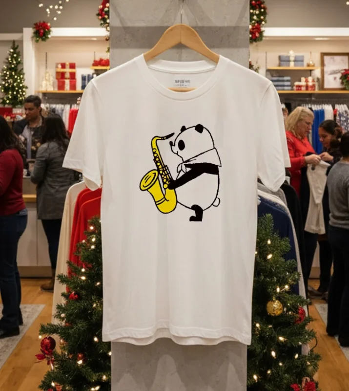 Panda Saxophone Fitsch Panda Music White T Shirt