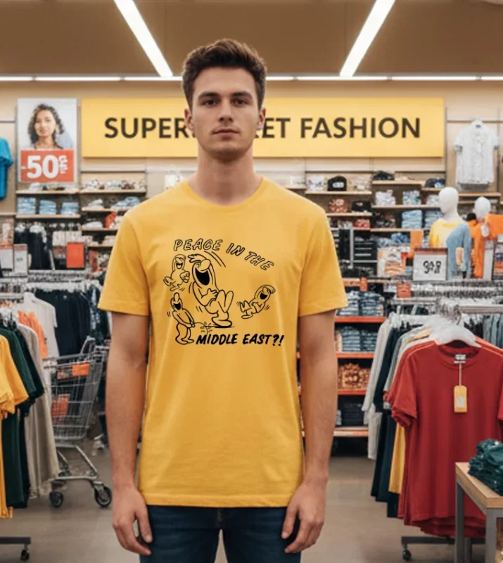 Peace In The Middle East Funny Cartoon Yellow T Shirt