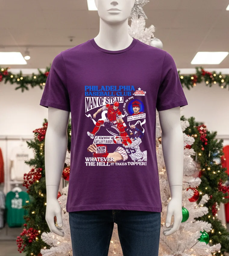 Philadelphia Baseball Club Man Of Steal Whatever The Hell It Takes Topper T - purple-t-shirt Philadelphia Baseball Club Man Of Steal Whatever The Hell It Takes Topper T Purple T Shirt