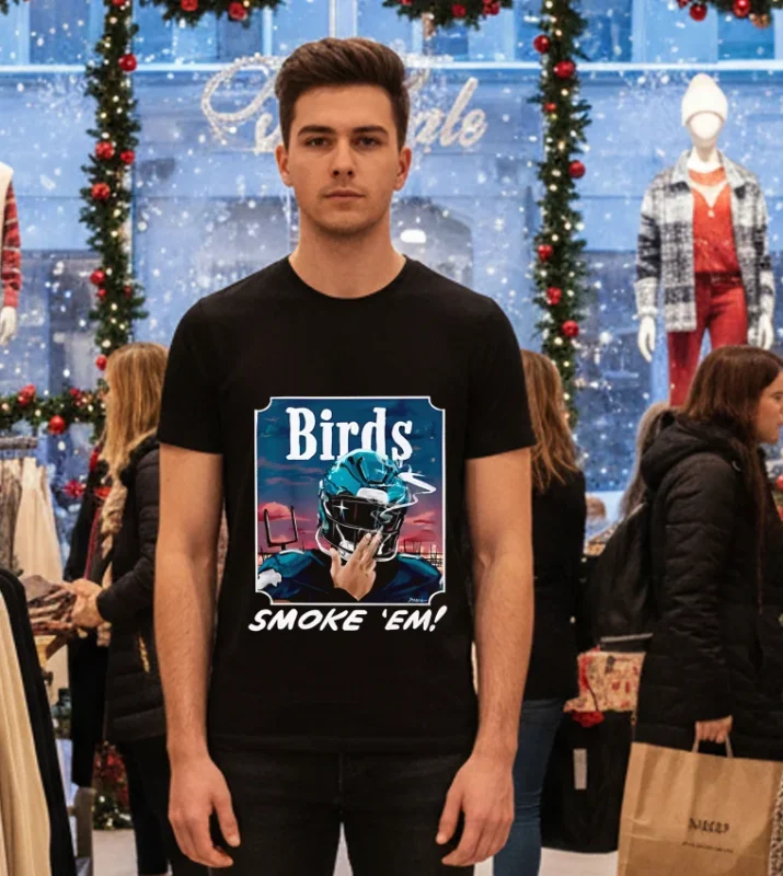 Philadelphia Eagles Birds Smoke Em Card T   Black T Shirt