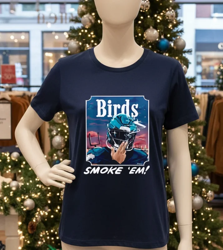 Philadelphia Eagles Birds Smoke Em Card T   Navy T Shirt