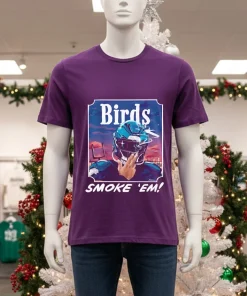 Philadelphia Eagles Birds Smoke Em Card T   Purple T Shirt