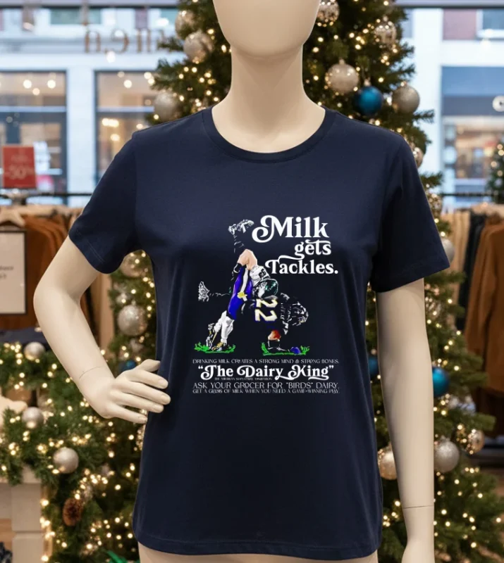Philadelphia Eagles Milk Gets Tackles The Dairy King T   Navy T Shirt
