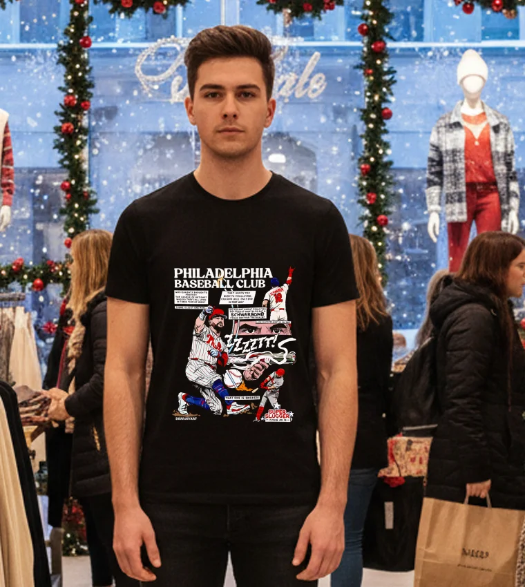 Philadelphia Phillies Baseball Club Schwarbomb Super Slugger Graphic T - black-t-shirt Philadelphia Phillies Baseball Club Schwarbomb Super Slugger Graphic T Black T Shirt