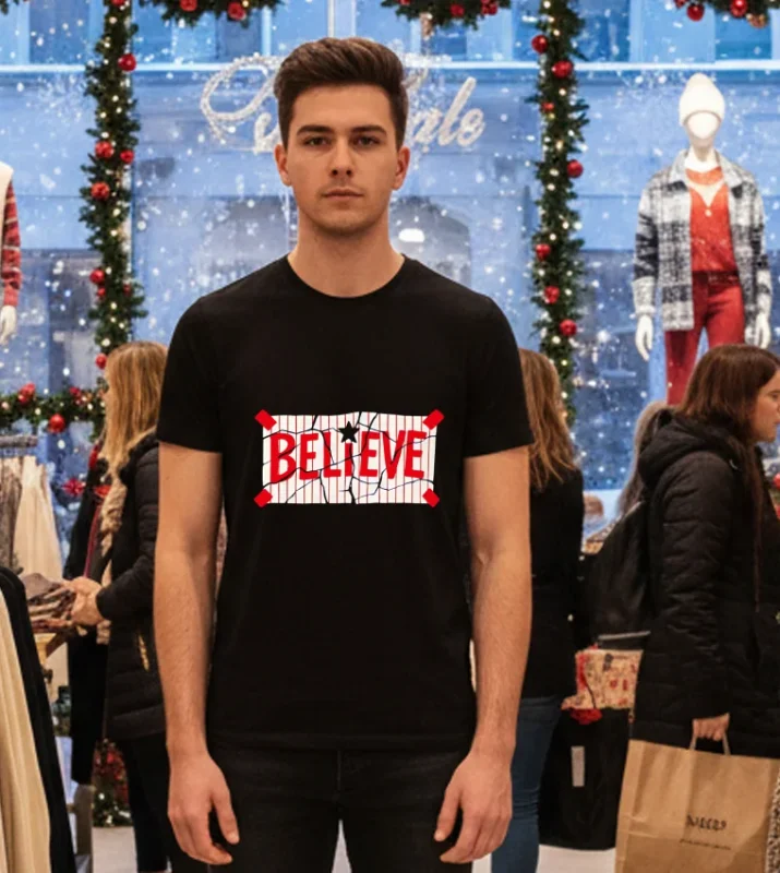 Philadelphia Phillies Believe Taped Back Together   Black T Shirt