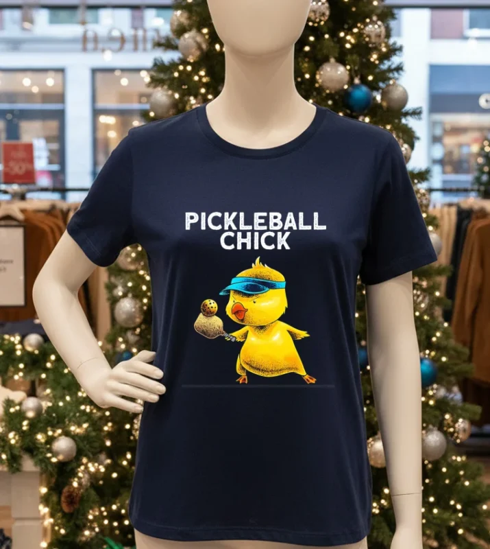Pickle Ball Chick Player   Navy T Shirt