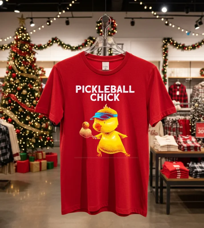 Pickle Ball Chick Player   Red T Shirt