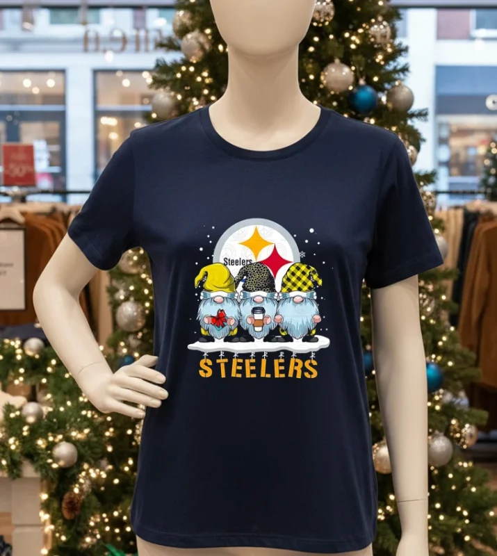 Pittsburgh Steelers Gnomes Christmas   Navy T Shirt
