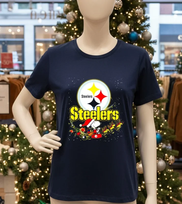 Pittsburgh Steelers Snoopy Santa Claus Christmas Navy T Shirt