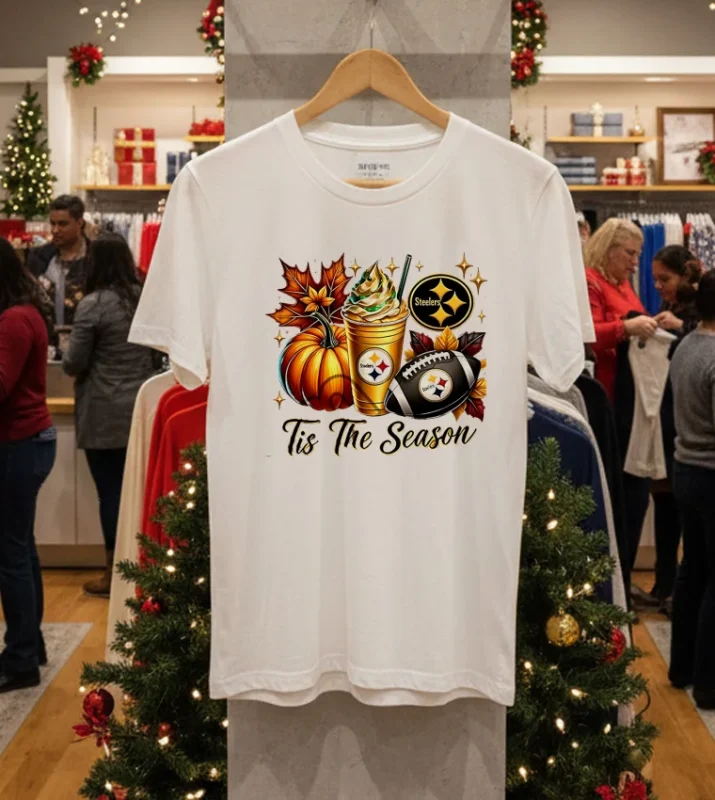 Pittsburgh Steelers Tis The Season Halloween   White T Shirt
