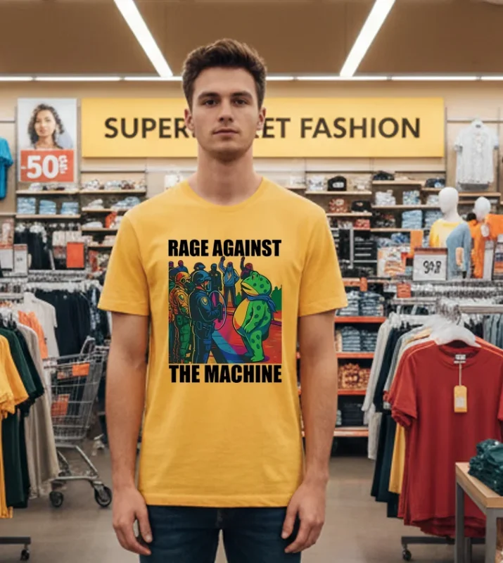 Portland Frog Colors Rage Against The Machine Yellow T Shirt